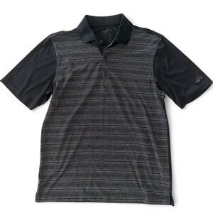 Greg Norman Play‎ Dry Men’s Golf Polo Shirt L Striped Moisture Wicking Black